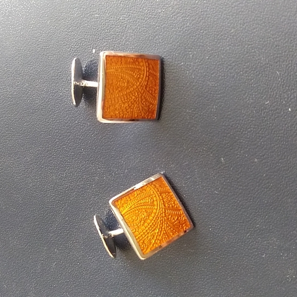 Vintage cufflinks semi precious stone $28+silktie… - Picture 1 of 5